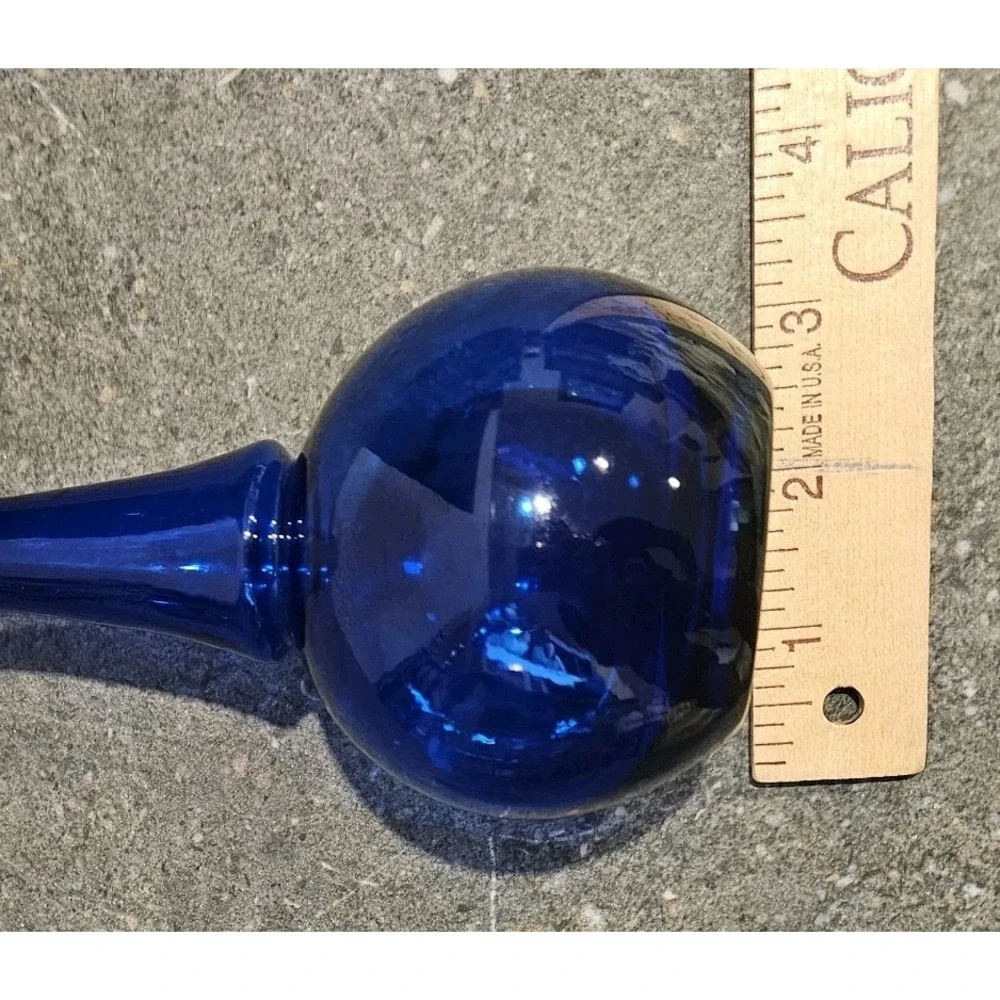 Beautiful Swedish Style Blue Glass  Bubble Vase MCM Art Glass Slender Neck